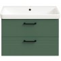 Тумба Devit Urbanis 454080E 80 см с раковиной и черными ручками, изумрудная