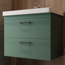 Тумба Devit Urbanis 454080E 80 см с раковиной и черными ручками, изумрудная Тумба Devit Urbanis 454080E 80 см с раковиной и черными ручками, изумрудная