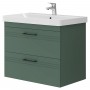 Тумба Devit Urbanis 454080E 80 см с раковиной и черными ручками, изумрудная