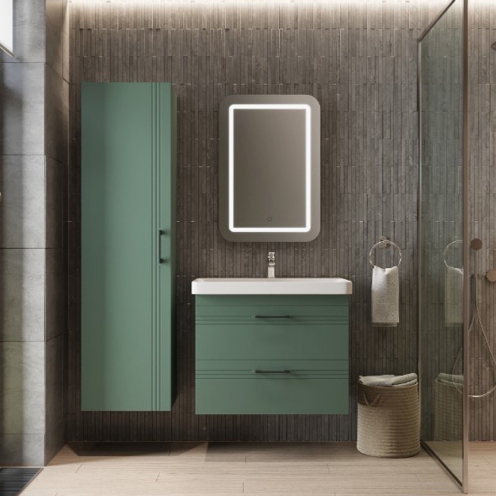 Тумба Devit Urbanis 454080E 80 см с раковиной и черными ручками, изумрудная