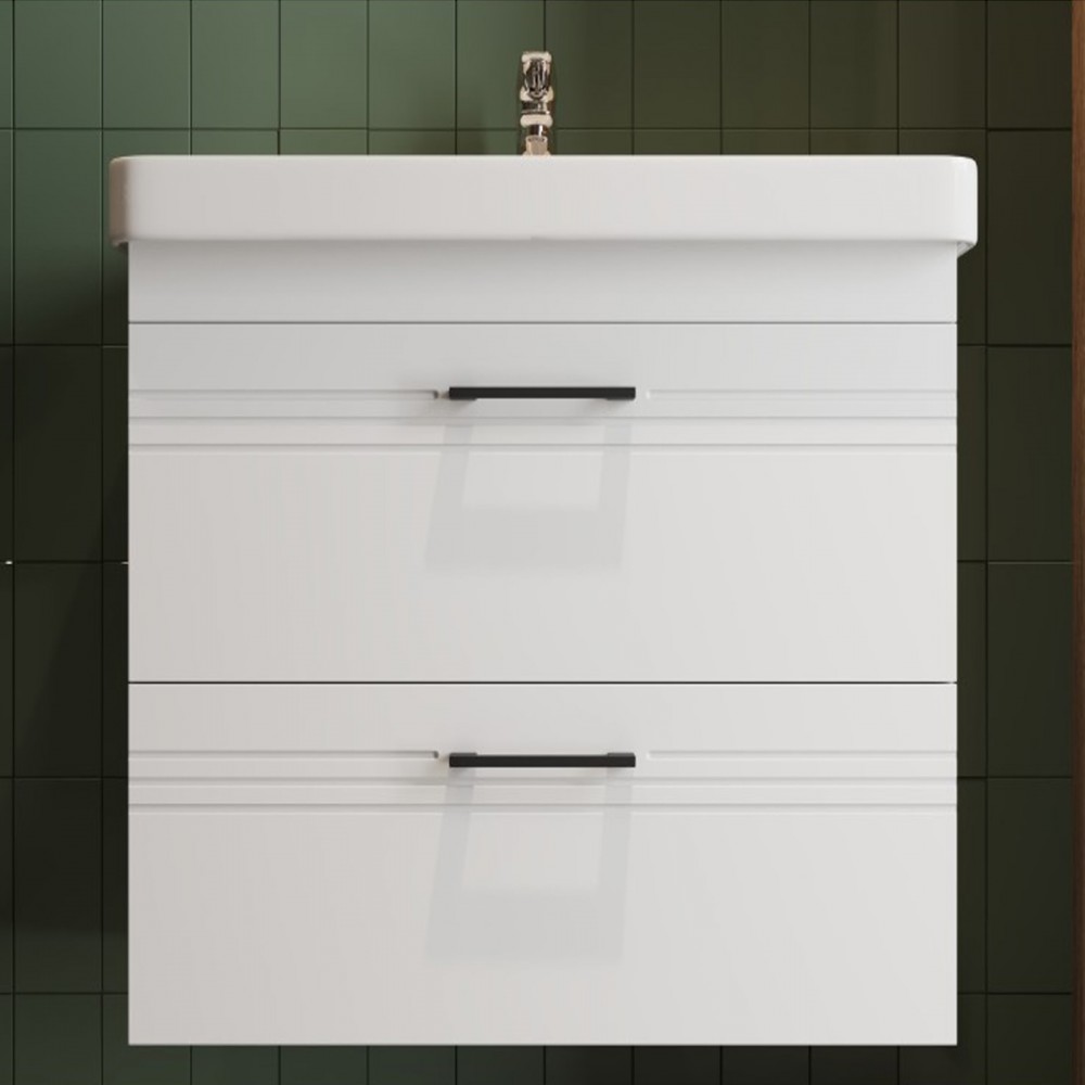 Тумба Devit Urbanis 454060W 60 см с раковиной и черными ручками, белая