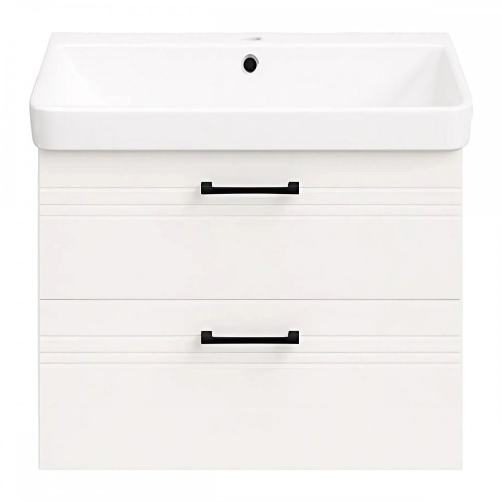 Тумба Devit Urbanis 454060W 60 см с раковиной и черными ручками, белая