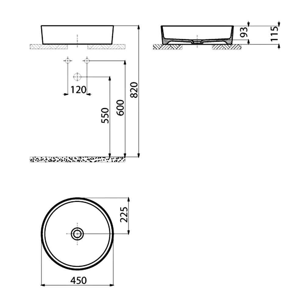 Раковина Creavit Loop Round LP145-00CM00E-0000 45 см цвет Cappucino Matt