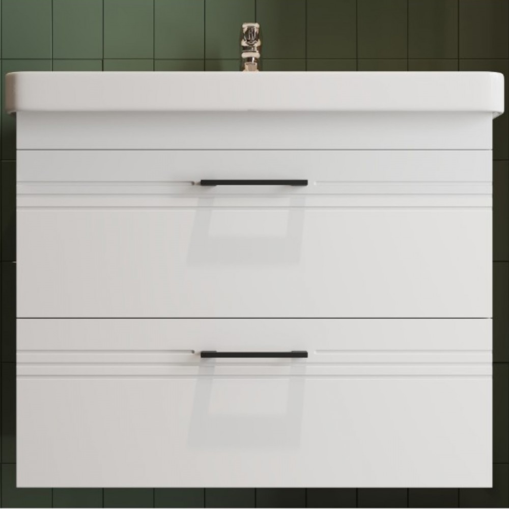 Тумба Devit Urbanis 454080W 80 см с раковиной и черными ручками, белая