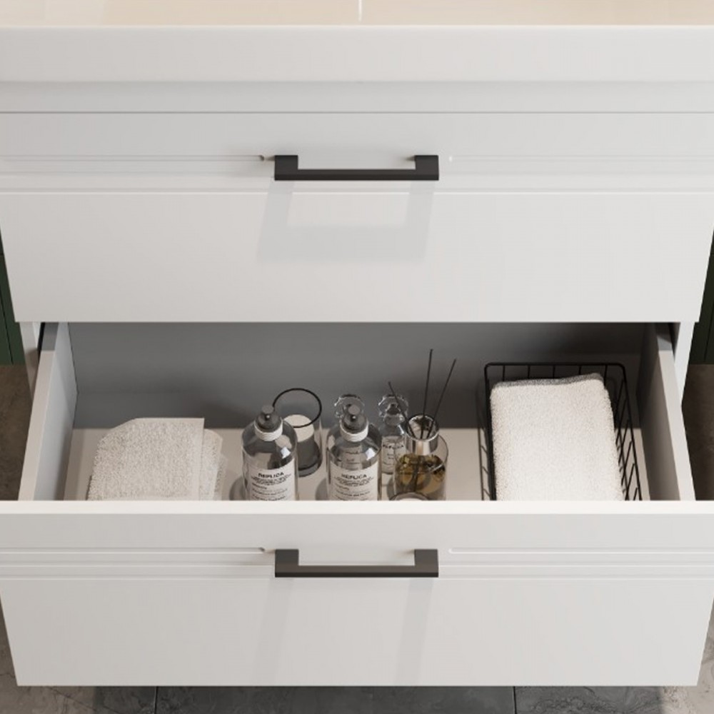 Тумба Devit Urbanis 454080W 80 см с раковиной и черными ручками, белая