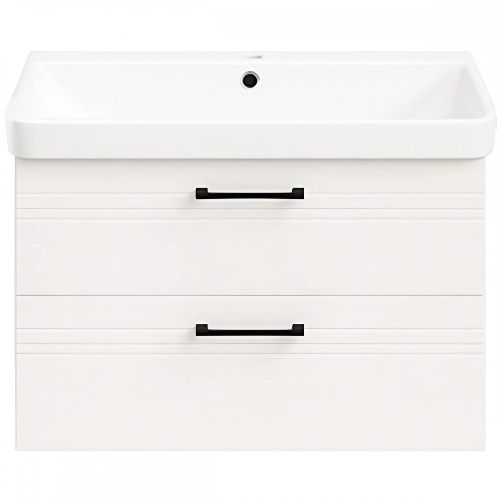Тумба Devit Urbanis 454080W 80 см с раковиной и черными ручками, белая