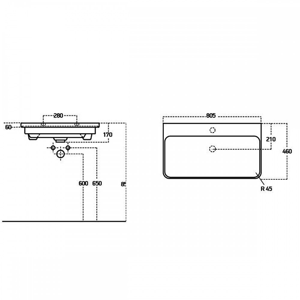 Тумба Devit Urbanis 454080W 80 см с раковиной и черными ручками, белая