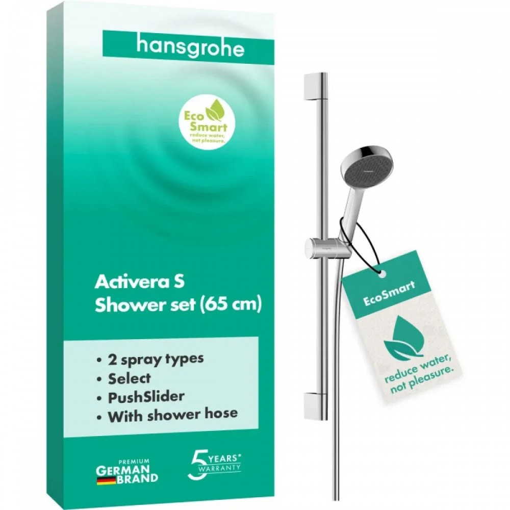 Душевой набор Hansgrohe Activera Select S 2jet EcoSmart 28044000 со стойкой 65 см, хром