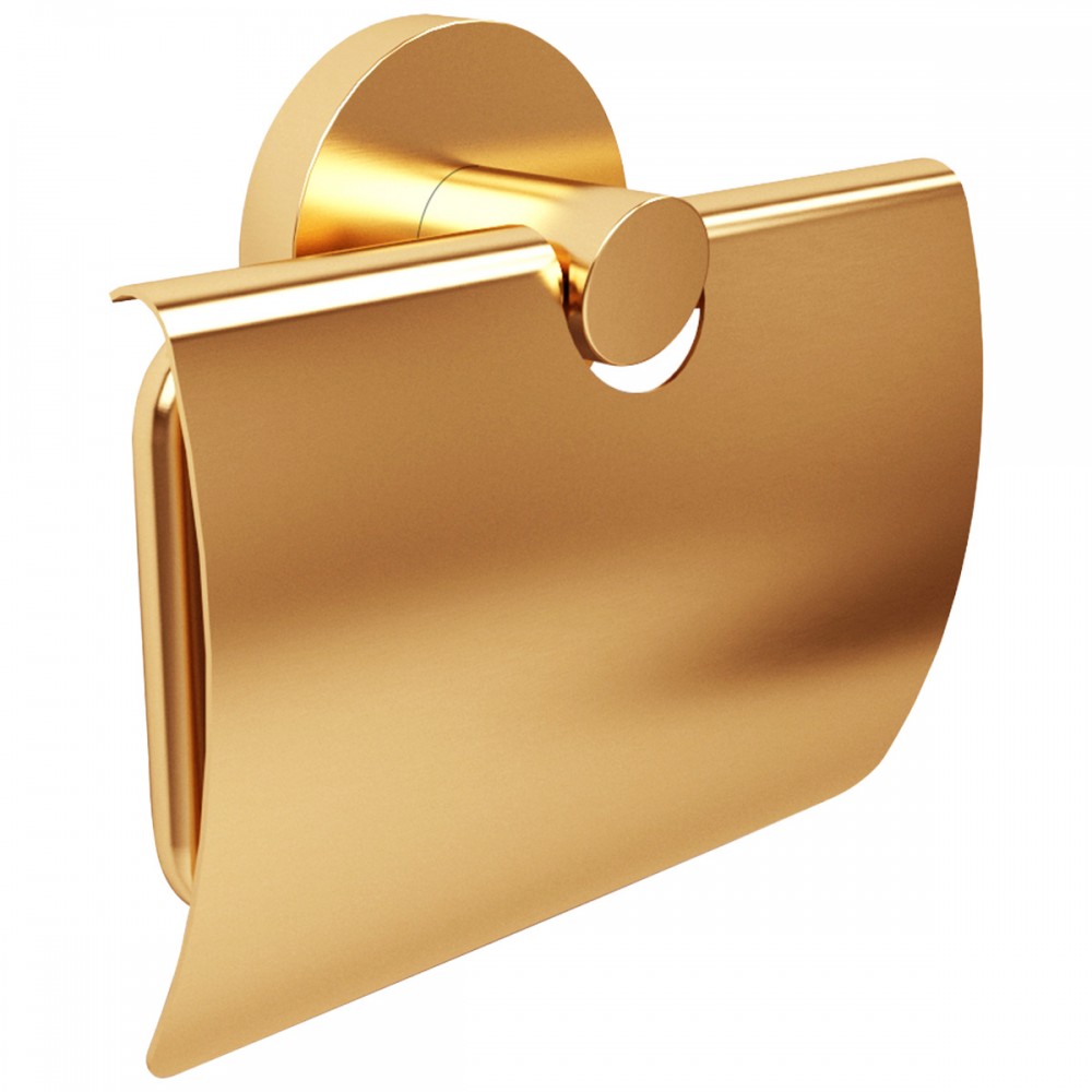 Держатель для туалетной бумаги с крышкой Devit Flow DFL40000618BG, цвет Brushed Gold PVD