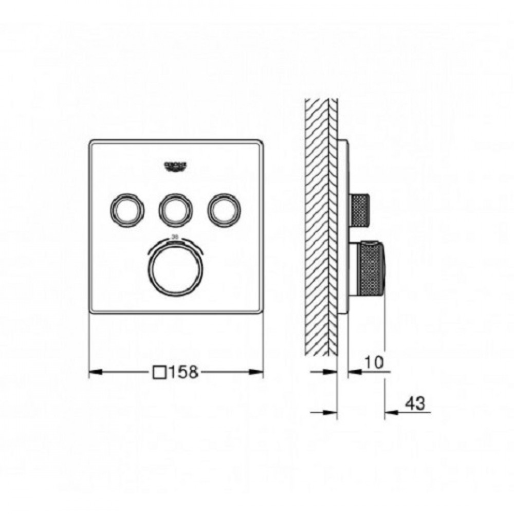 Смеситель скрытого монтажа Grohe SmartControl 29126000 с термостатом (внешняя часть)