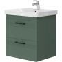 Тумба Devit Urbanis 454060E 60 см с раковиной и черными ручками, изумрудная