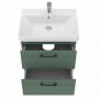 Тумба Devit Urbanis 454060E 60 см с раковиной и черными ручками, изумрудная