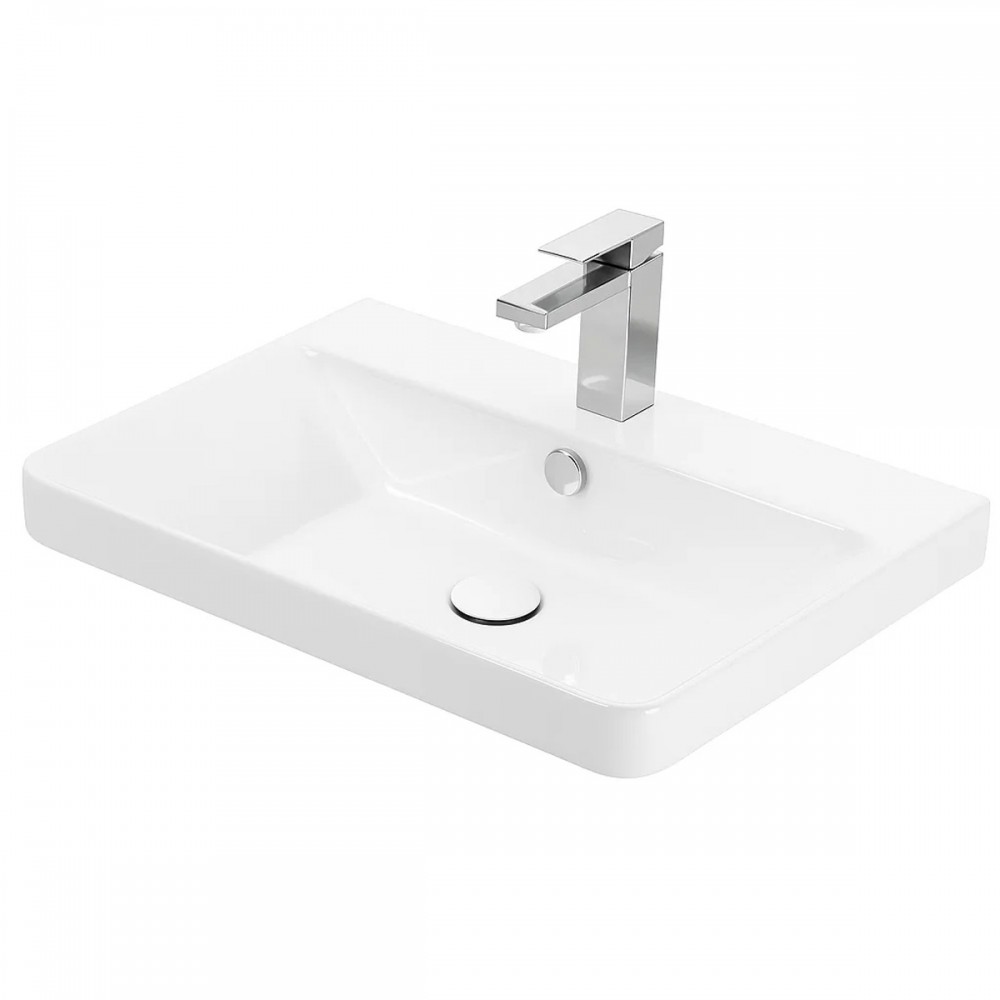 Тумба Devit Urbanis 454060E 60 см с раковиной и черными ручками, изумрудная