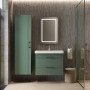 Тумба Devit Urbanis 454060E 60 см с раковиной и черными ручками, изумрудная