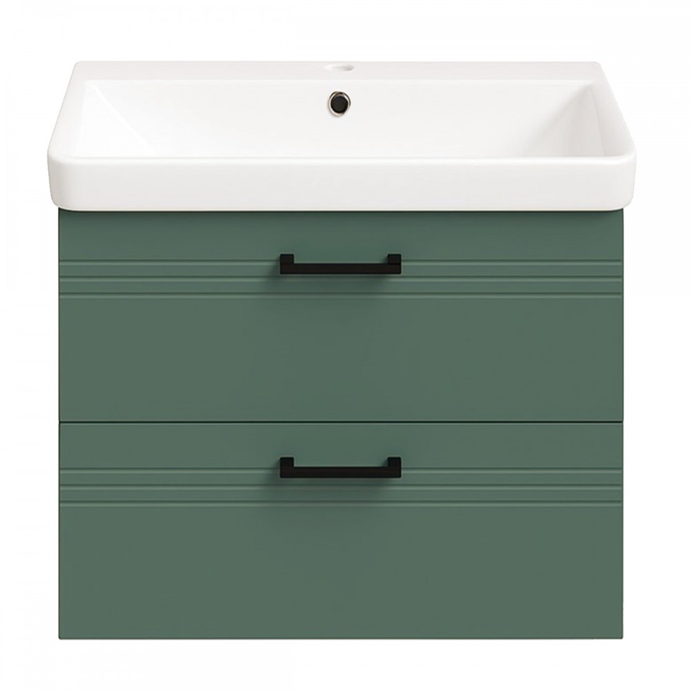 Тумба Devit Urbanis 454060E 60 см с раковиной и черными ручками, изумрудная