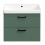 Тумба Devit Urbanis 454060E 60 см с раковиной и черными ручками, изумрудная