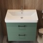 Тумба Devit Urbanis 454060E 60 см с раковиной и черными ручками, изумрудная