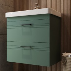 Тумба Devit Urbanis 454060E 60 см с раковиной и черными ручками, изумрудная Тумба Devit Urbanis 454060E 60 см с раковиной и черными ручками, изумрудная