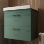 Тумба Devit Urbanis 454060E 60 см с раковиной и черными ручками, изумрудная