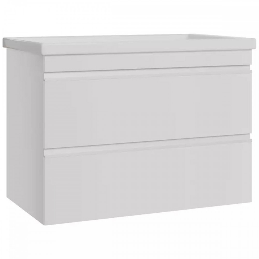 Тумба Devit Frame 753100W 100 см с раковиной и сифоном, белая глянцевая
