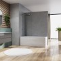 Шторка для ванны Ronal Arelia D20B10804007 140x80 см, серебро полированное, прозрачное стекло, универсальная