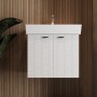 Тумба Devit Flow 484060W 60 см с умывальником и ручками, белый матовый