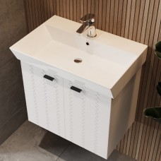 Тумба Devit Flow 484060W 60 см с умывальником и ручками, белый матовый Тумба Devit Flow 484060W 60 см с умывальником и ручками, белый матовый