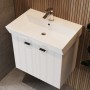 Тумба Devit Flow 484060W 60 см с умывальником и ручками, белый матовый