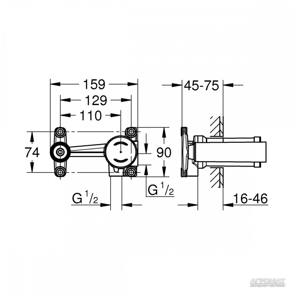 Встраиваемая внутренняя часть смесителя Grohe Eurostyle New 23571000 для однорычажного смесителя