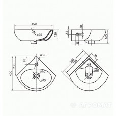 Раковина Kolo Runa L82735 35 см кутова Раковина Kolo Runa L82735 35 см кутова