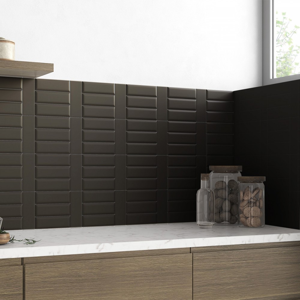 Керамогранит Mayolica Velvet Black Mate 5x15 см