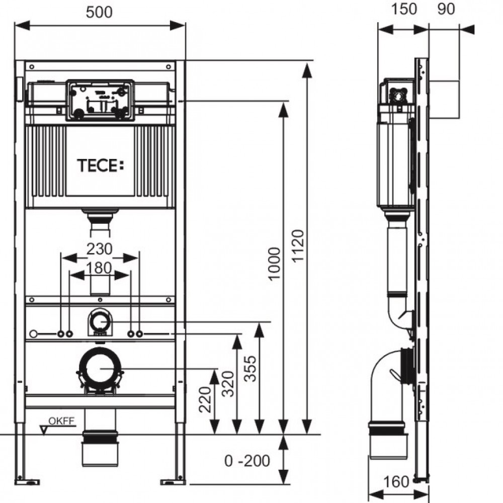 Инсталляция для унитаза TECE Base 9400400 3в1 с клавишей TECEbase белый