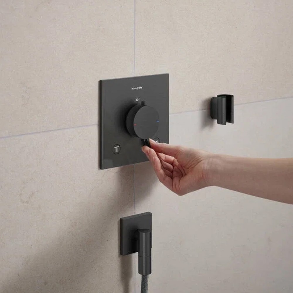 Шланговое подключение Hansgrohe FixFit Fine E 28883340 с обратным клапаном, черный хром брашированный