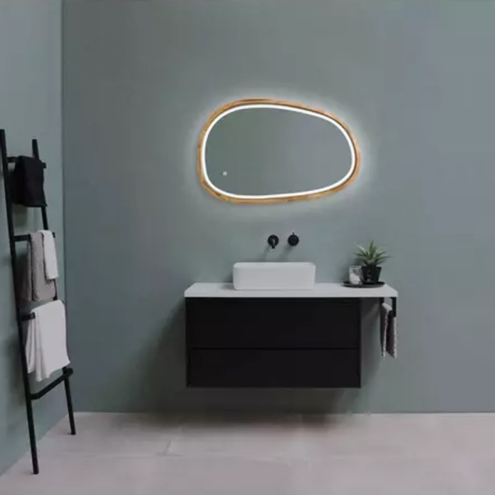 Зеркало ассиметричное Luxury Wood Dali с комбинированной LED подсветкой, дуб натуральный, 550х850мм