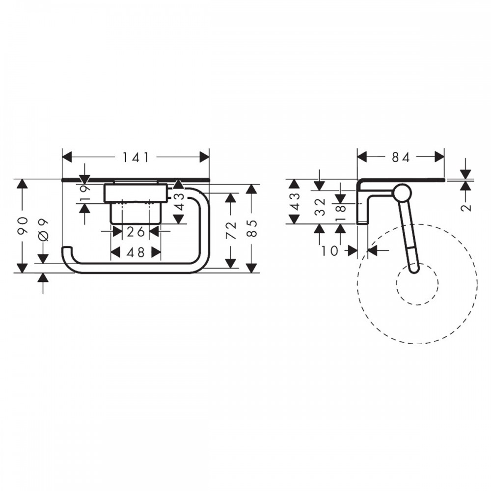 Держатель для туалетной бумаги Hansgrohe AddStoris S 41789140 с полкой, матовая бронза