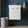 Тумба Devit Flow 484050W 50 см с умывальником и ручками, белый матовый