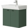 Тумба Devit Flow 484060E 60 см с умывальником и ручками, изумрудный матовый