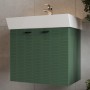Тумба Devit Flow 484060E 60 см с умывальником и ручками, изумрудный матовый