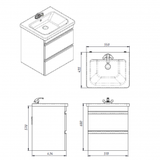 Тумба Devit Frame 754055W 55 см с раковиной, на ножках, белая Тумба Devit Frame 754055W 55 см с раковиной, на ножках, белая