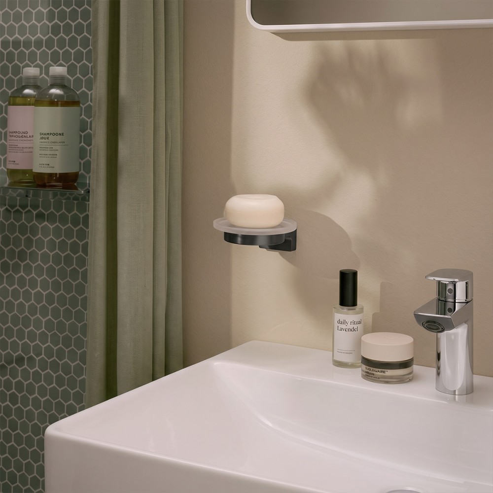 Мыльница Hansgrohe AddStoris S 41766340 с держателем, черный хром брашированный
