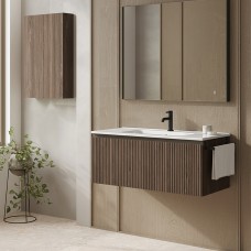 Тумба Royo Vora 131795 100 см підвісна Walnut Note (волоський горіх) з білою раковиною Enzo 126225