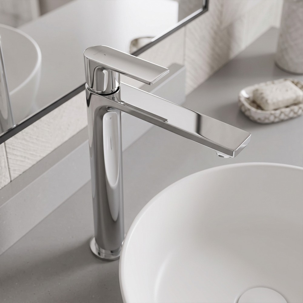 Смеситель для раковины Hansgrohe Rebris E 72591000 240 CoolStart EcoSmart+ с донным клапаном