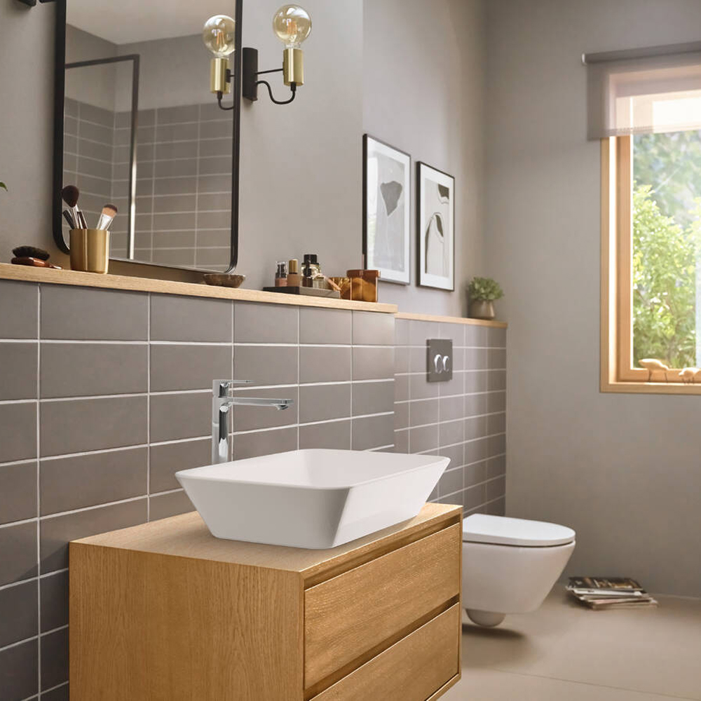 Смеситель для раковины Hansgrohe Rebris E 72591000 240 CoolStart EcoSmart+ с донным клапаном