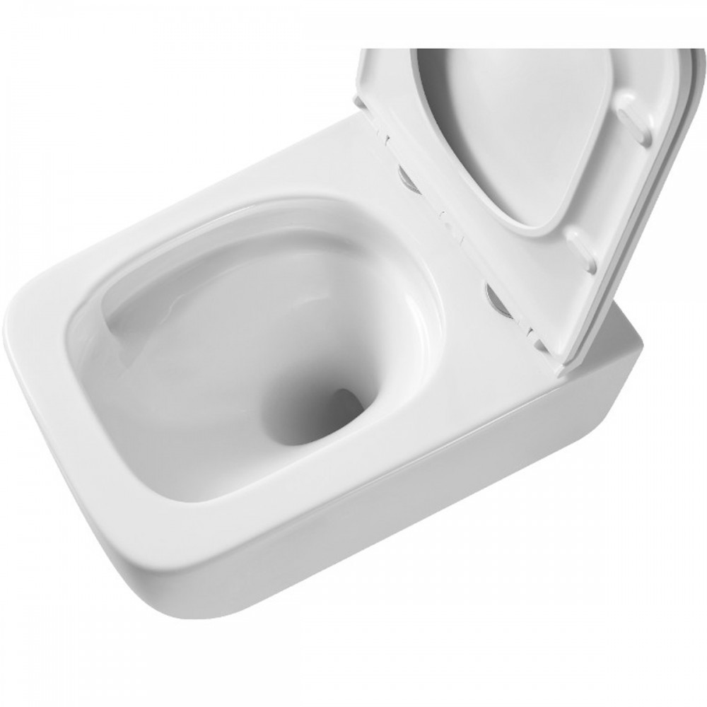 Унитаз подвесной Devit Grid DGR0760111W безободковый с крышкой soft-close и Vortex Flush, белый