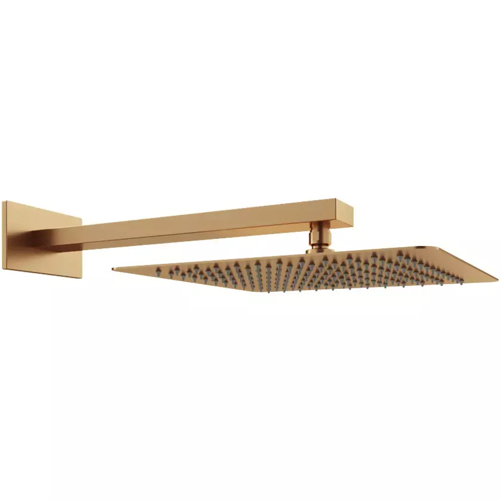 Верхняя душевая лейка Devit Flow D113000000120BG, 250x250 мм с кронштейном, brushed gold