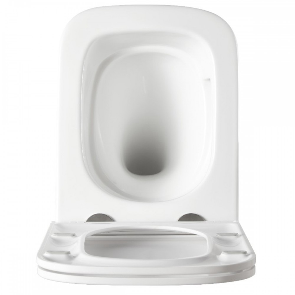 Унитаз подвесной Devit Flow square DFL0520111W безободковый с крышкой soft-close и Vortex Flush, белый глянец