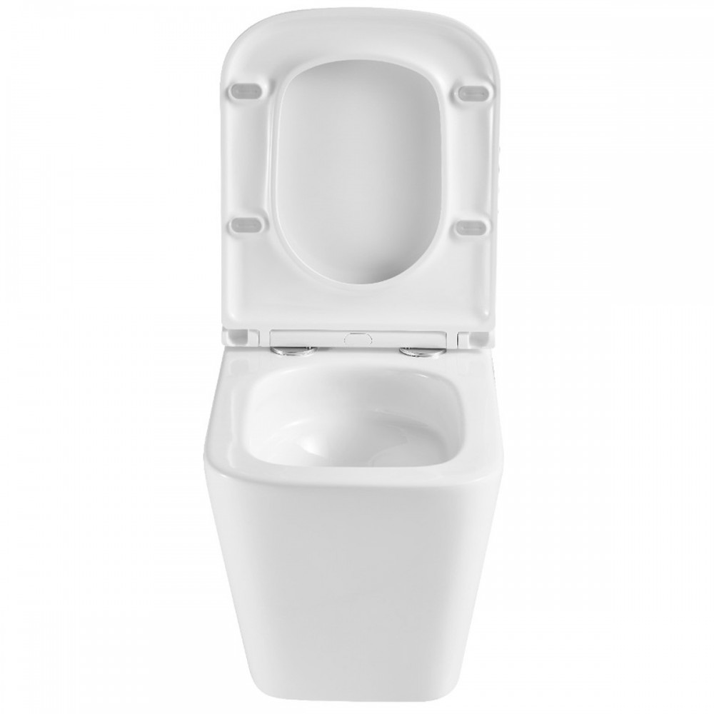 Унитаз подвесной Devit Flow square DFL0520111W безободковый с крышкой soft-close и Vortex Flush, белый глянец