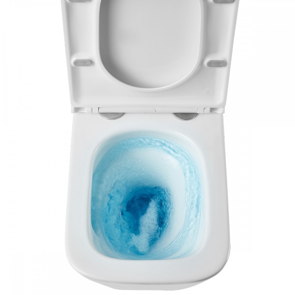 Унитаз подвесной Devit Flow square DFL0520111W безободковый с крышкой soft-close и Vortex Flush, белый глянец