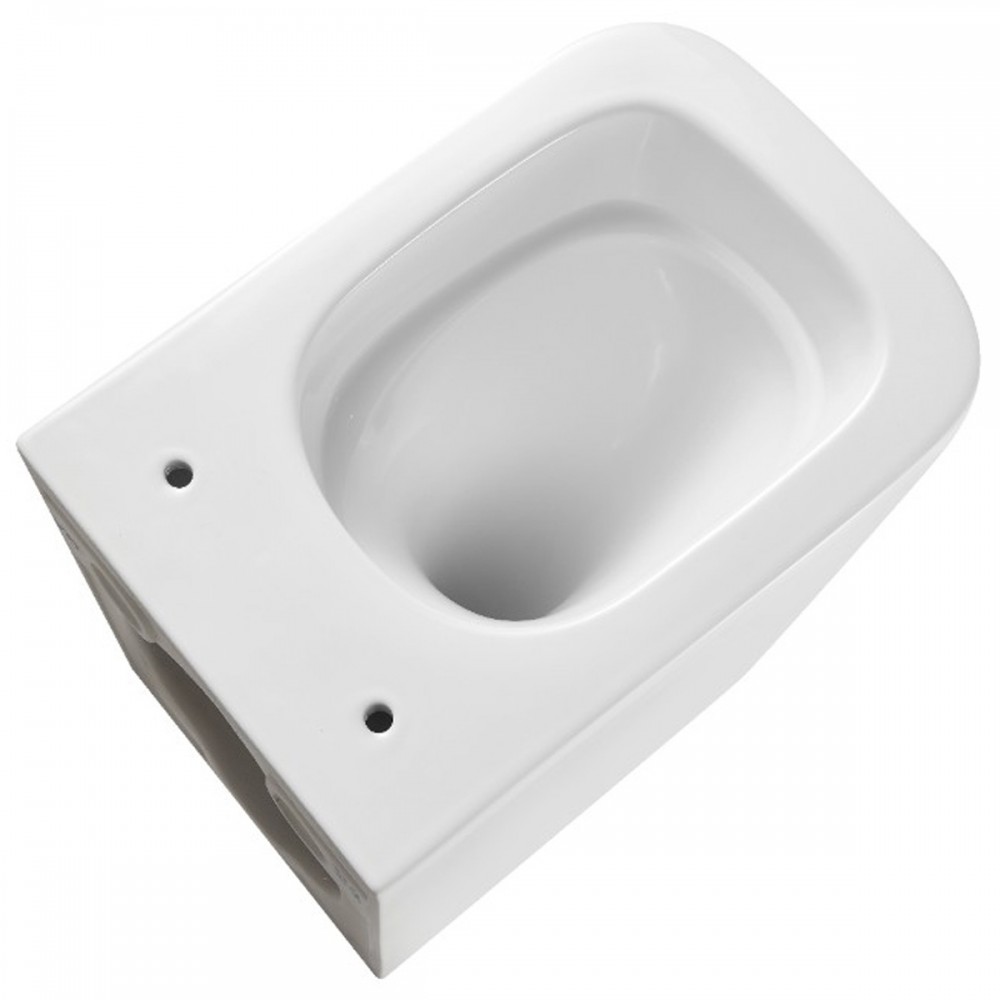Унитаз подвесной Devit Flow square DFL0520111W безободковый с крышкой soft-close и Vortex Flush, белый глянец