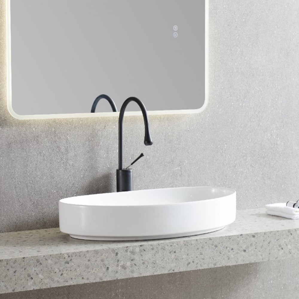 Раковина Devit Flow DFL3310100W 65,5 см для установки на столешницу, без перелива, белая